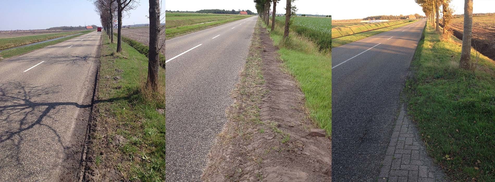 Route de campagne avce camion rougeau loin