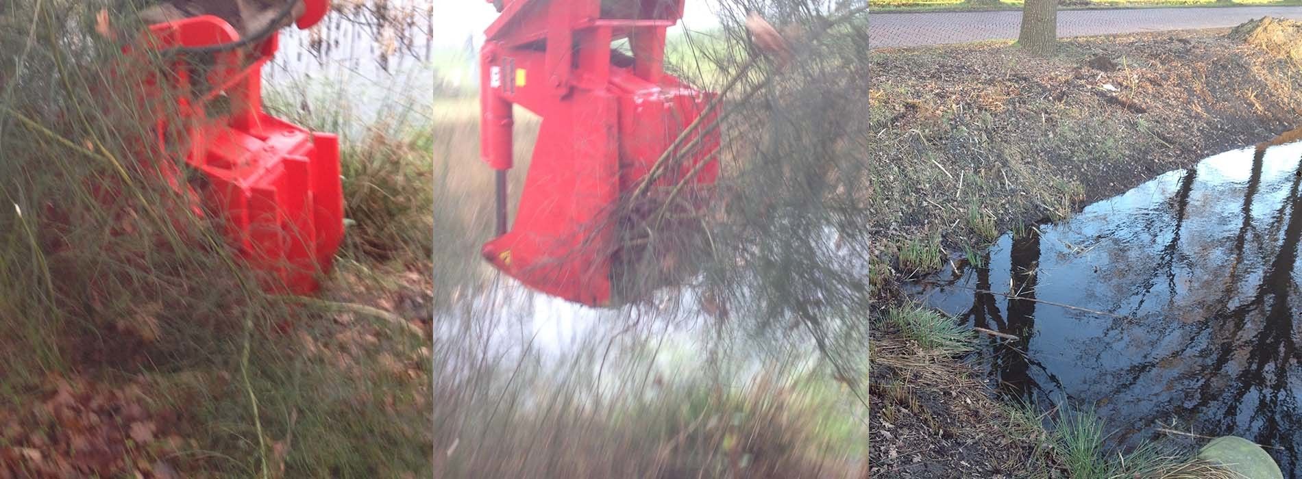 Canal et machine qui arrache la végétation